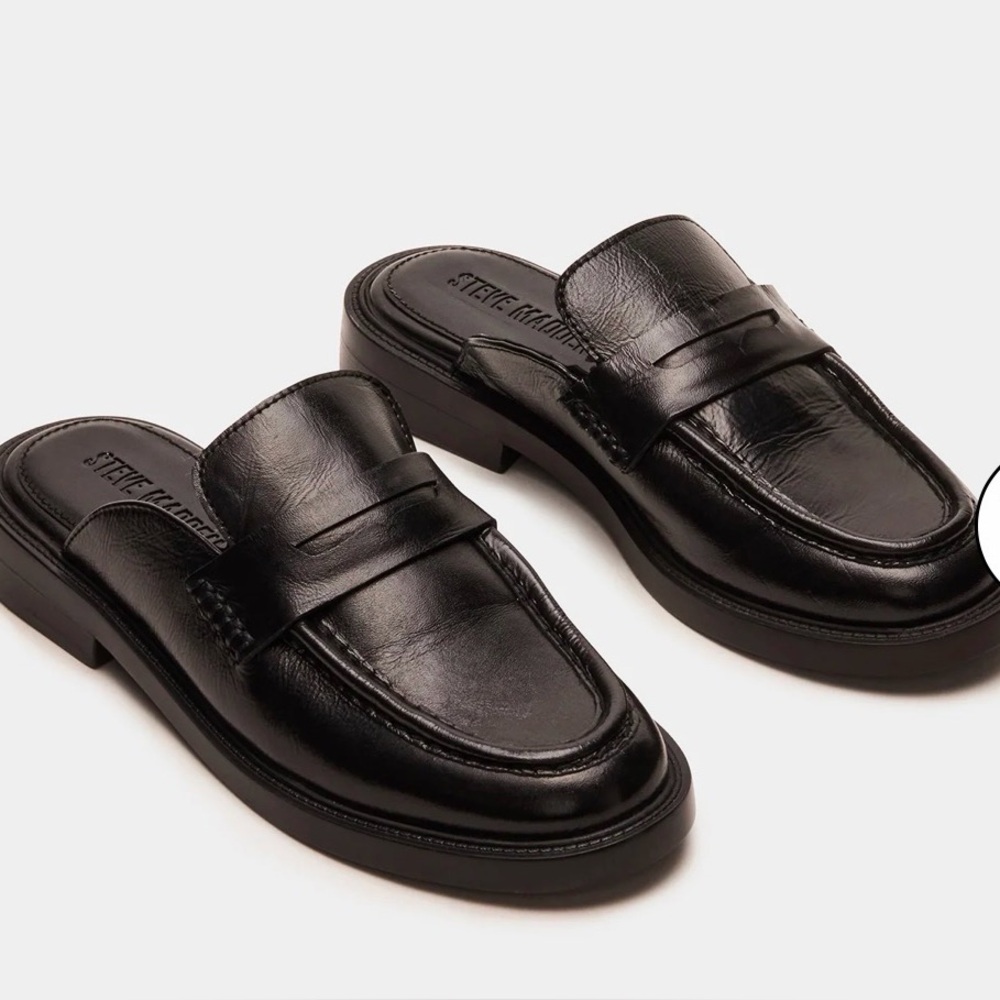 Steve Madden Black Leather Mules